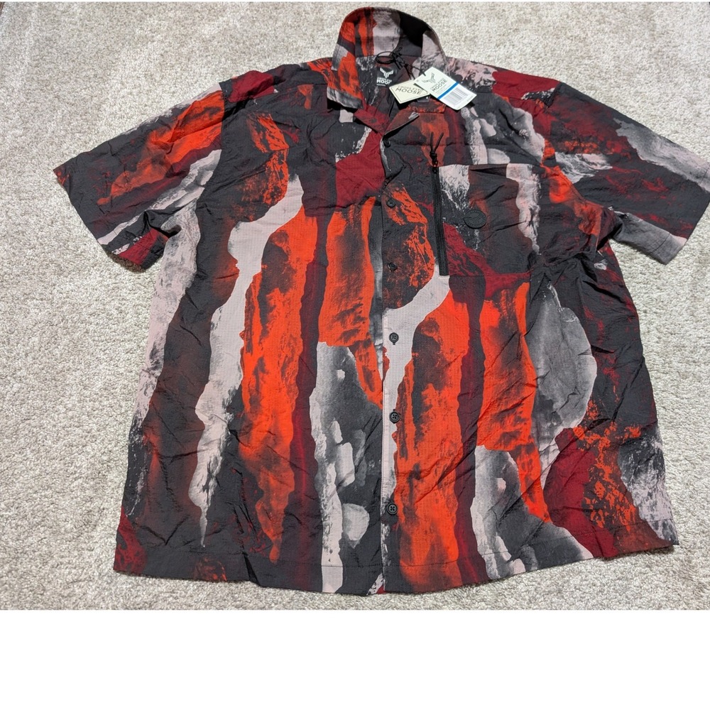 Cross Eyed Moose‎ Rave Camp Shirt Tomato River Print Button Up XL NWT